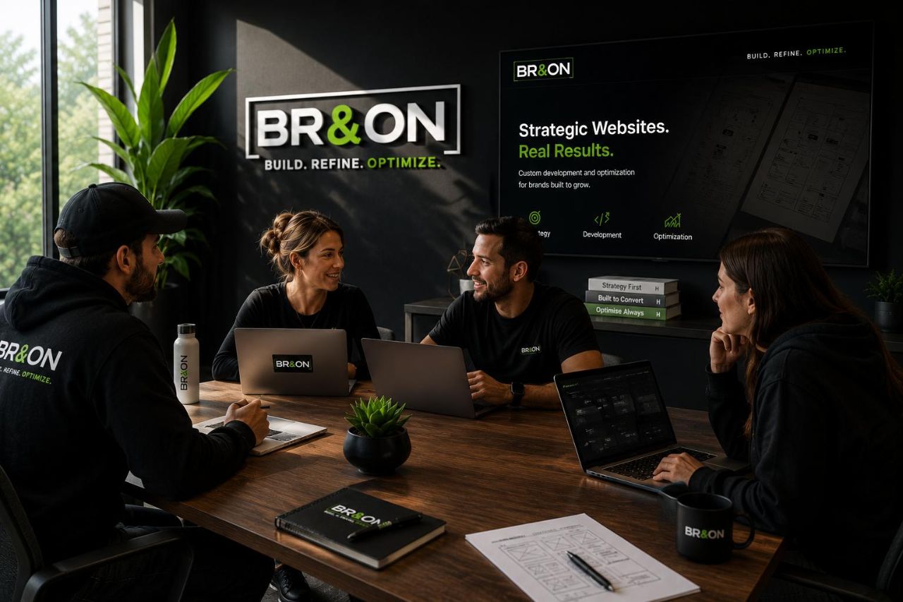 Team reviewing website performance results in a meeting